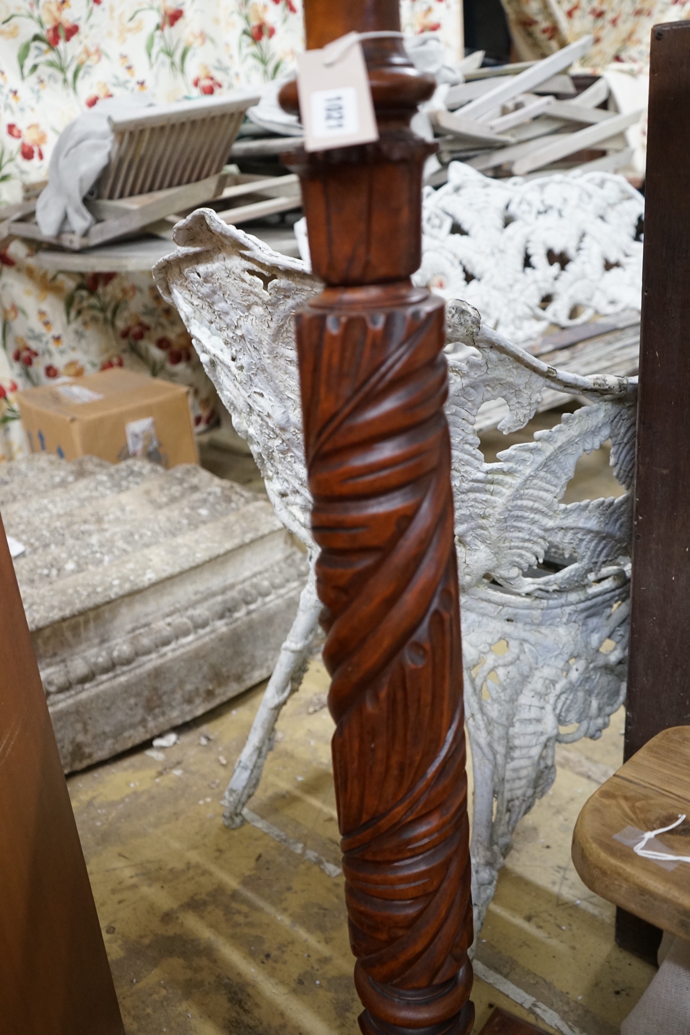 A Victorian and later oak and mahogany pedestal, height 122cm